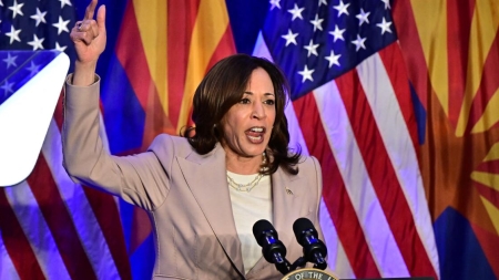 Harris hammers Trump on abortion in surprise Los Angeles appearance