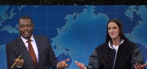 Caitlin Clark Appears on ‘SNL’ And Turns Apron Joke on Michael Che